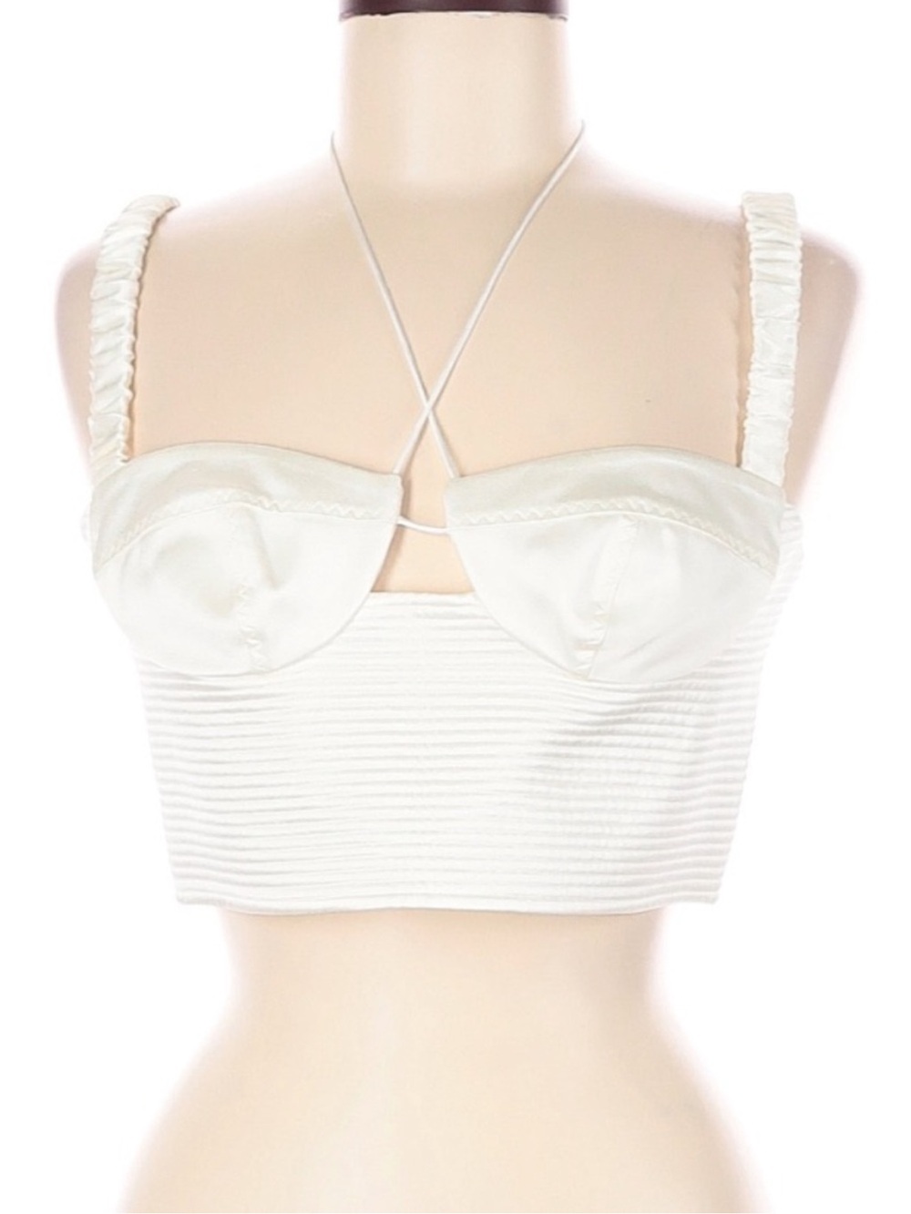 Ana October x J.Crew Cream Bustier Crop Top Size 10 NWT Strappy Corset Tank - Picture 2 of 6